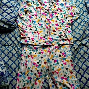 Roller rabbit X Kerri Rosenthal pajamas, size small, long pant and polo long